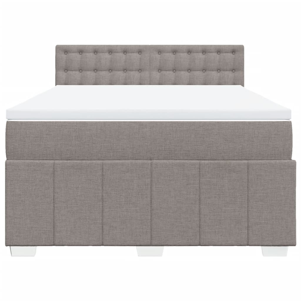 vidaXL Boxspring met matras stof taupe 140x190 cm, foto 4
