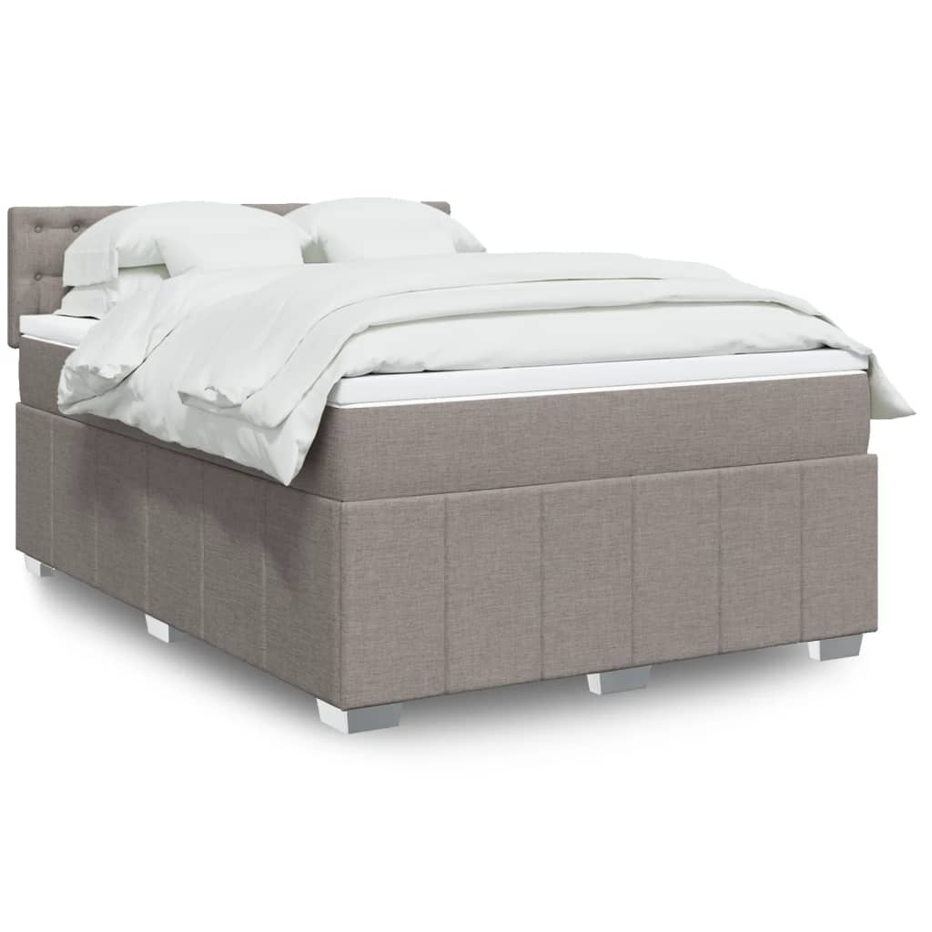 Boxspringbett mit Matratze Taupe 140×190 cm Stoff