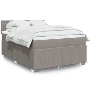 Box spring postelja z vzmetnico taupe 140x190 cm blago