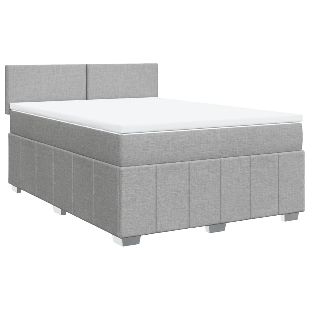 vidaXL Box spring postelja z vzmetnico svetlo siva 140x200 cm blago