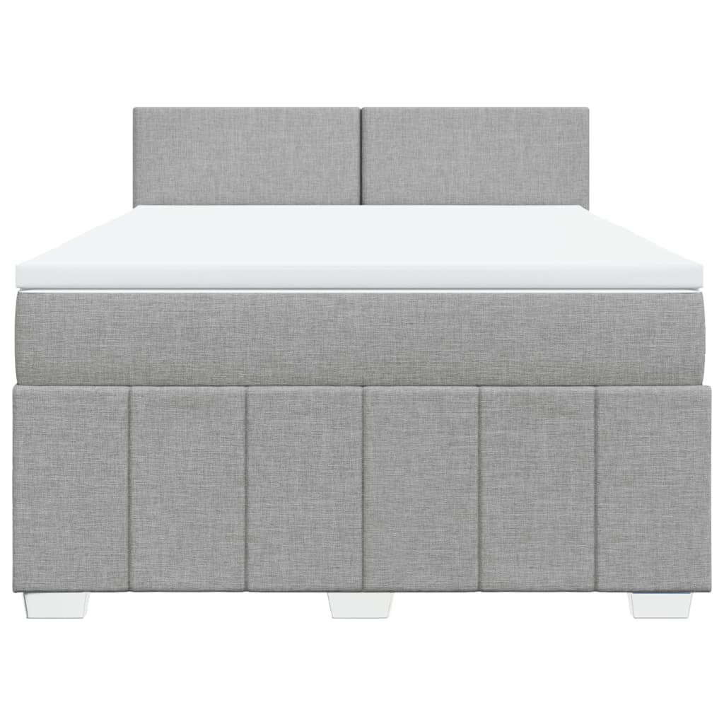 vidaXL Boxspring met matras stof lichtgrijs 140x200 cm grijs, foto 4