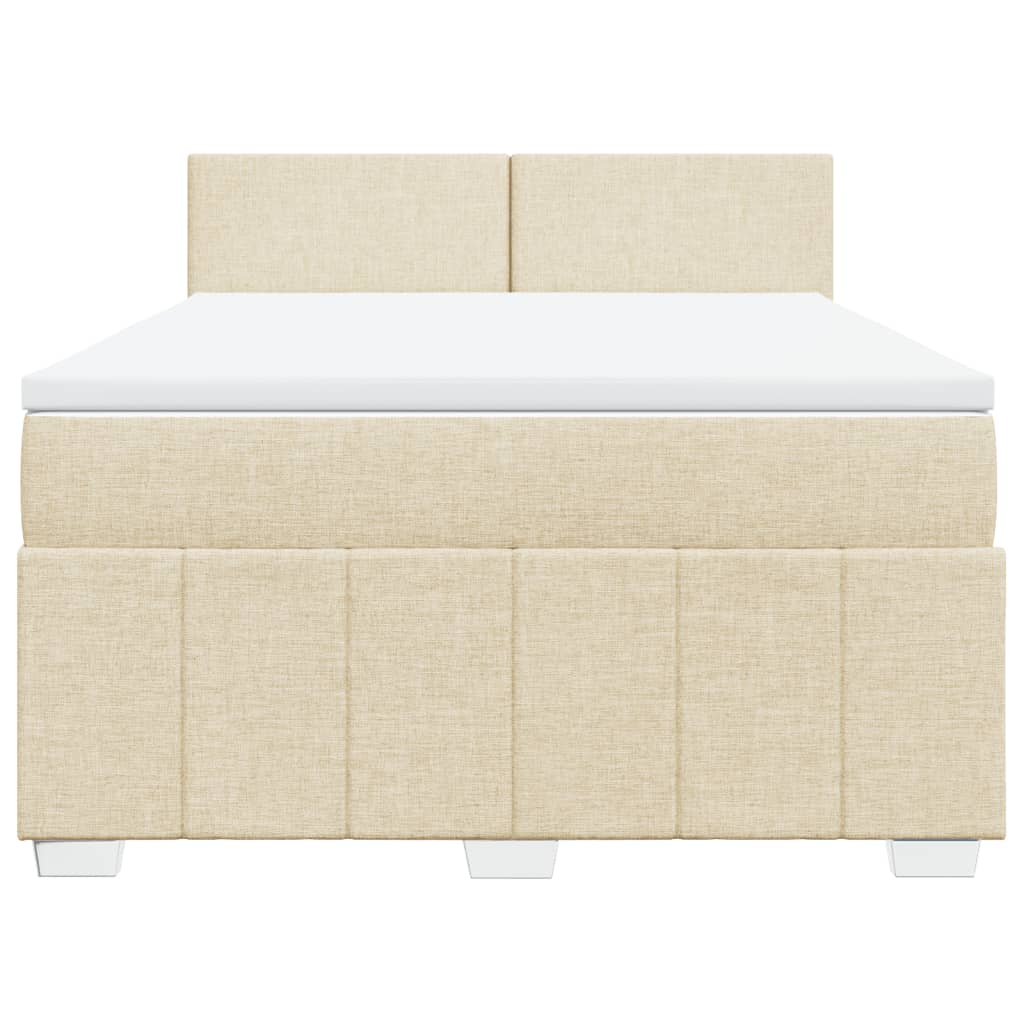 vidaXL Boxspring met matras stof crèmekleurig 140x200 cm, foto 4