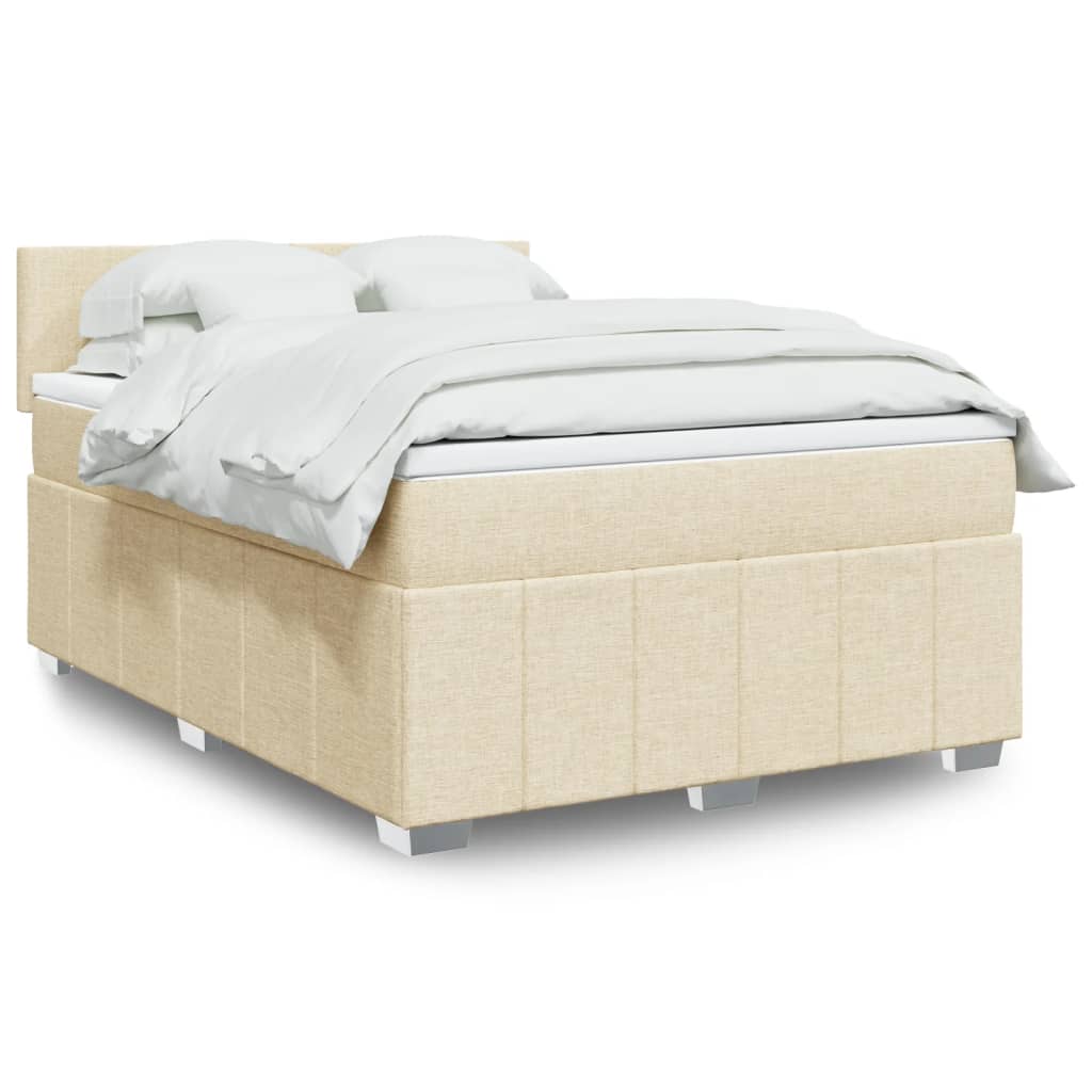 Boxspringbett mit Matratze Creme 140×200 cm Stoff