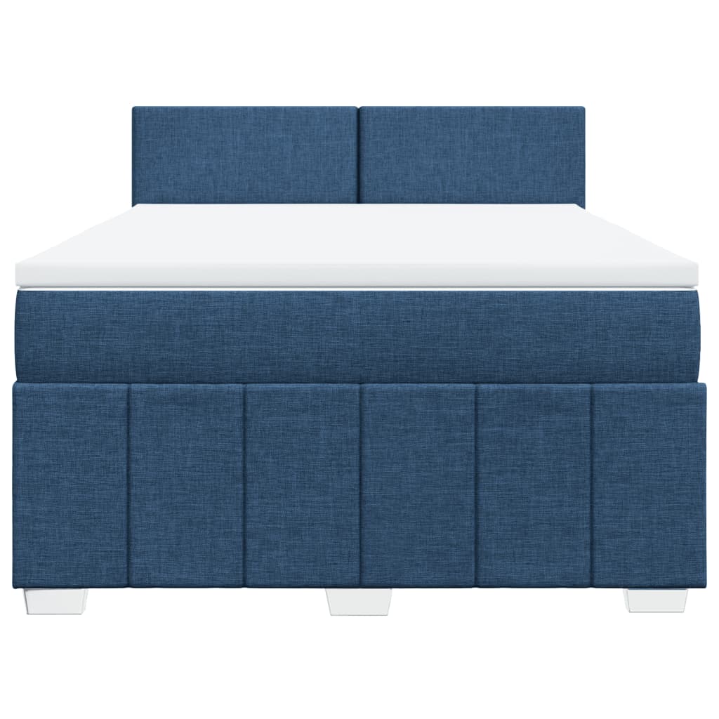 vidaXL Boxspring met matras stof blauw 140x200 cm, foto 4