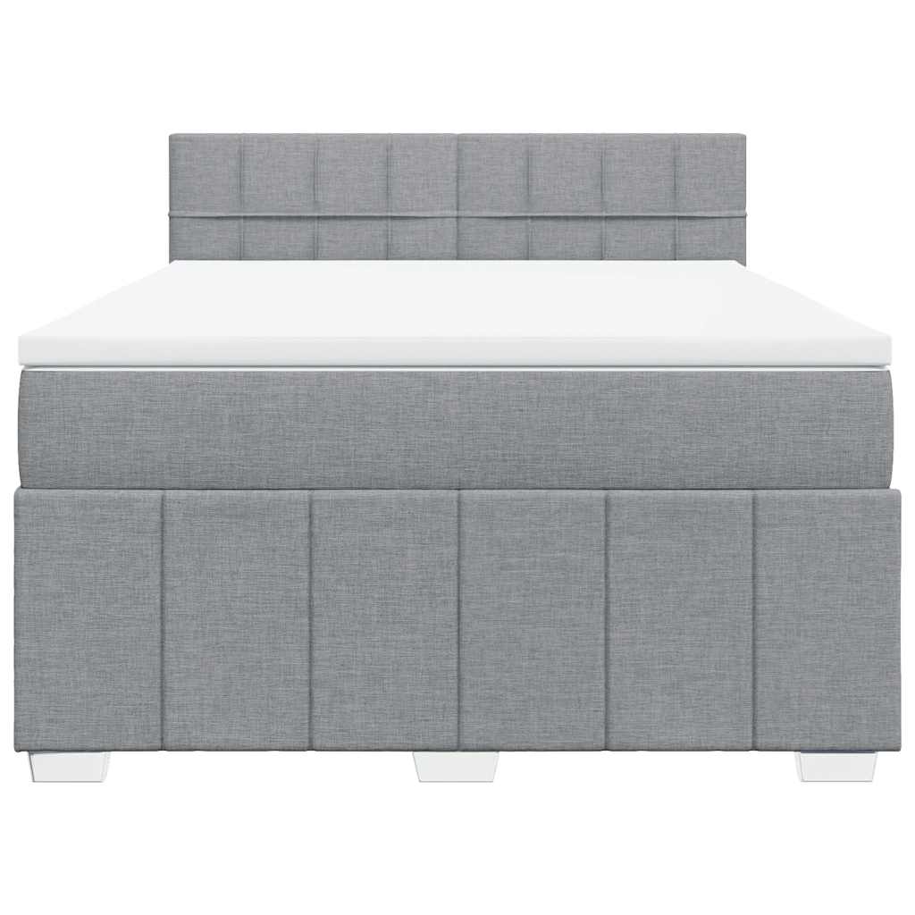 vidaXL Boxspring met matras stof lichtgrijs 140x200 cm grijs, foto 4