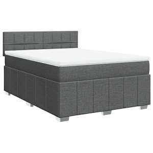 Box spring postel s matrací tmavě šedá 140x200 cm textil - obrázek 2
