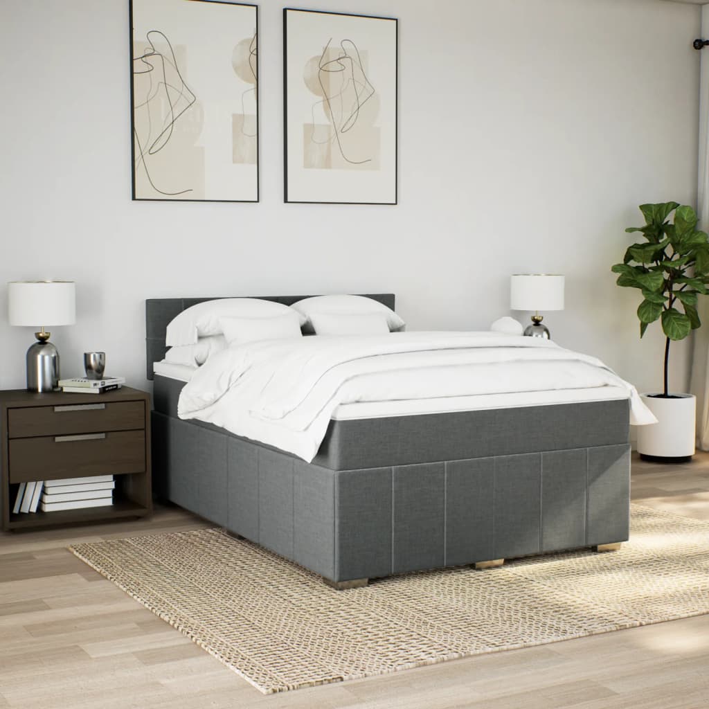 vidaXL Boxspring met matras stof donkergrijs 140x200 cm grijs, foto 2