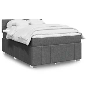 Box spring postel s matrací tmavě šedá 140x200 cm textil - obrázek 1