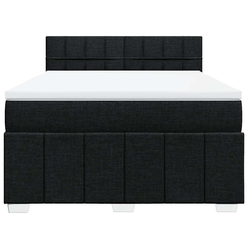 vidaXL Boxspring met matras stof zwart 140x200 cm, foto 4