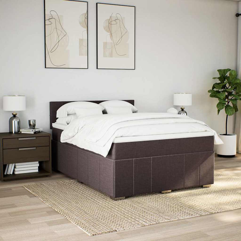 vidaXL Boxspring met matras stof donkerbruin 140x200 cm bruin, foto 2