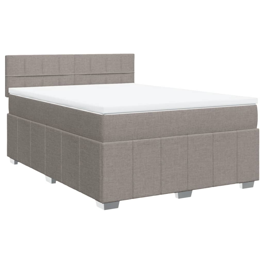 vidaXL Box spring postelja z vzmetnico taupe 140x200 cm blago