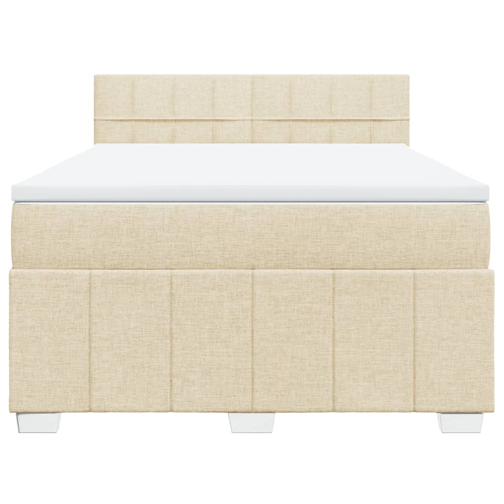 vidaXL Boxspring met matras stof crèmekleurig 140x200 cm, foto 4