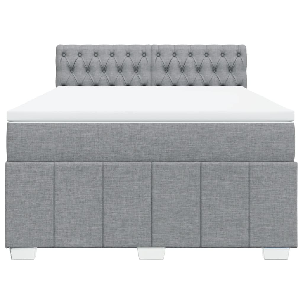 vidaXL Boxspring met matras stof lichtgrijs 140x200 cm grijs, foto 4