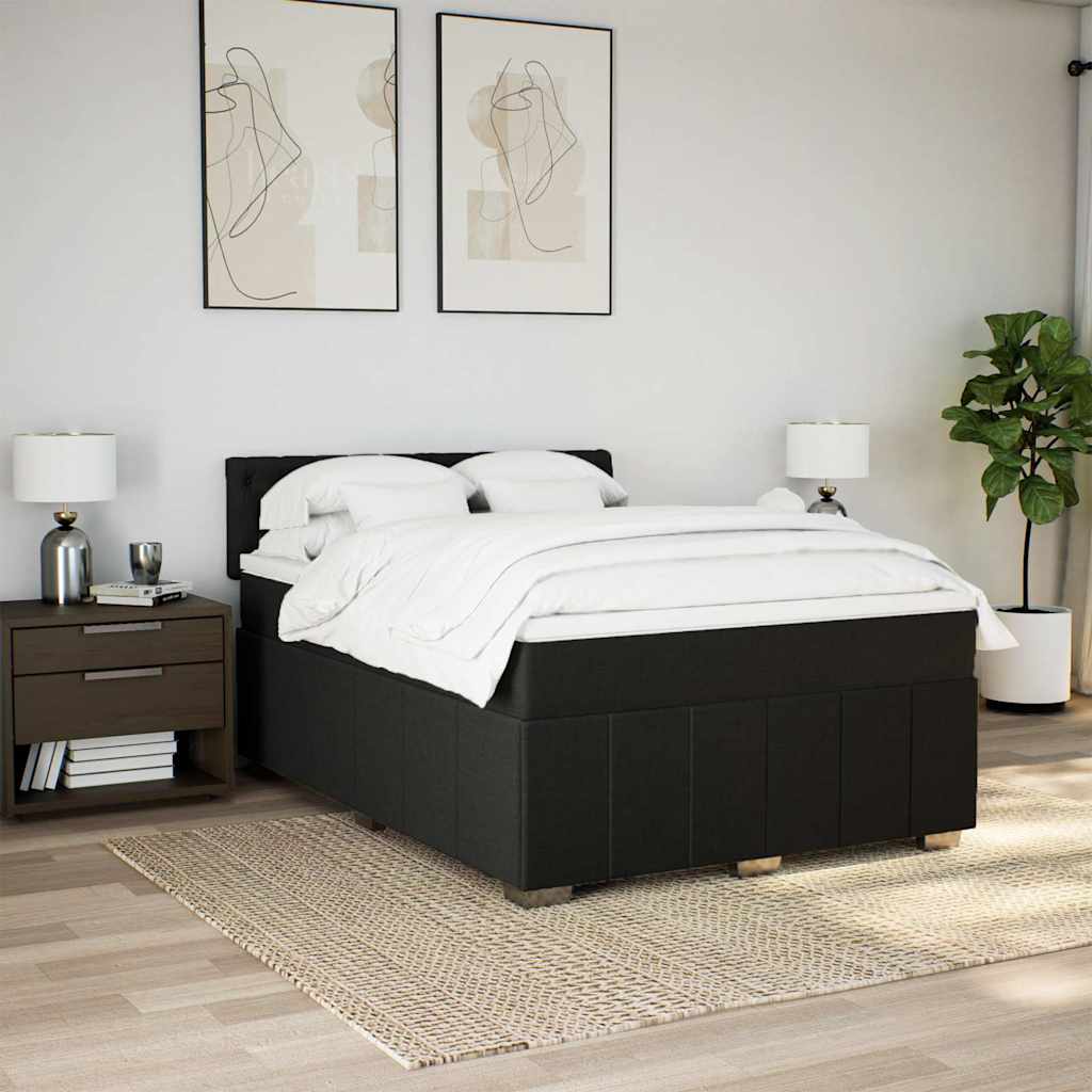 vidaXL Boxspring met matras stof zwart 140x200 cm afbeelding