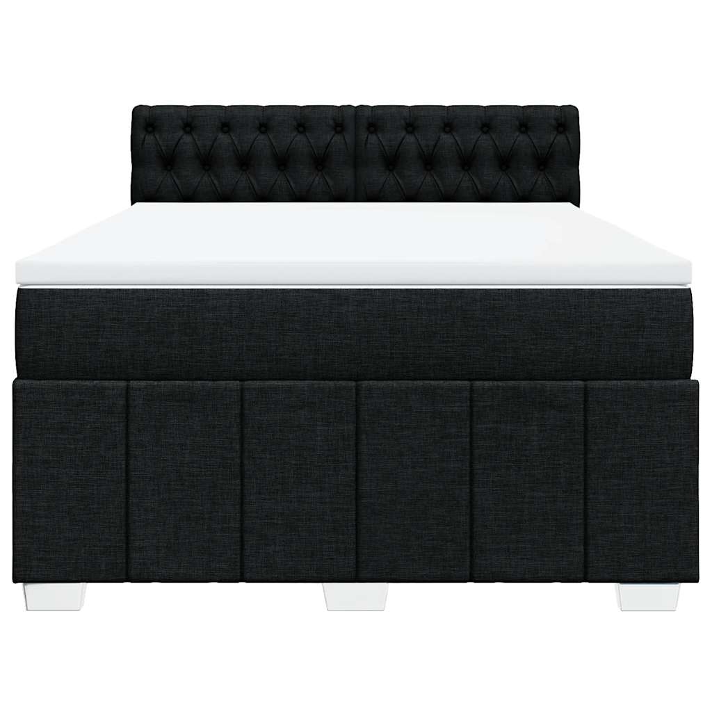 vidaXL Boxspring met matras stof zwart 140x200 cm, foto 4