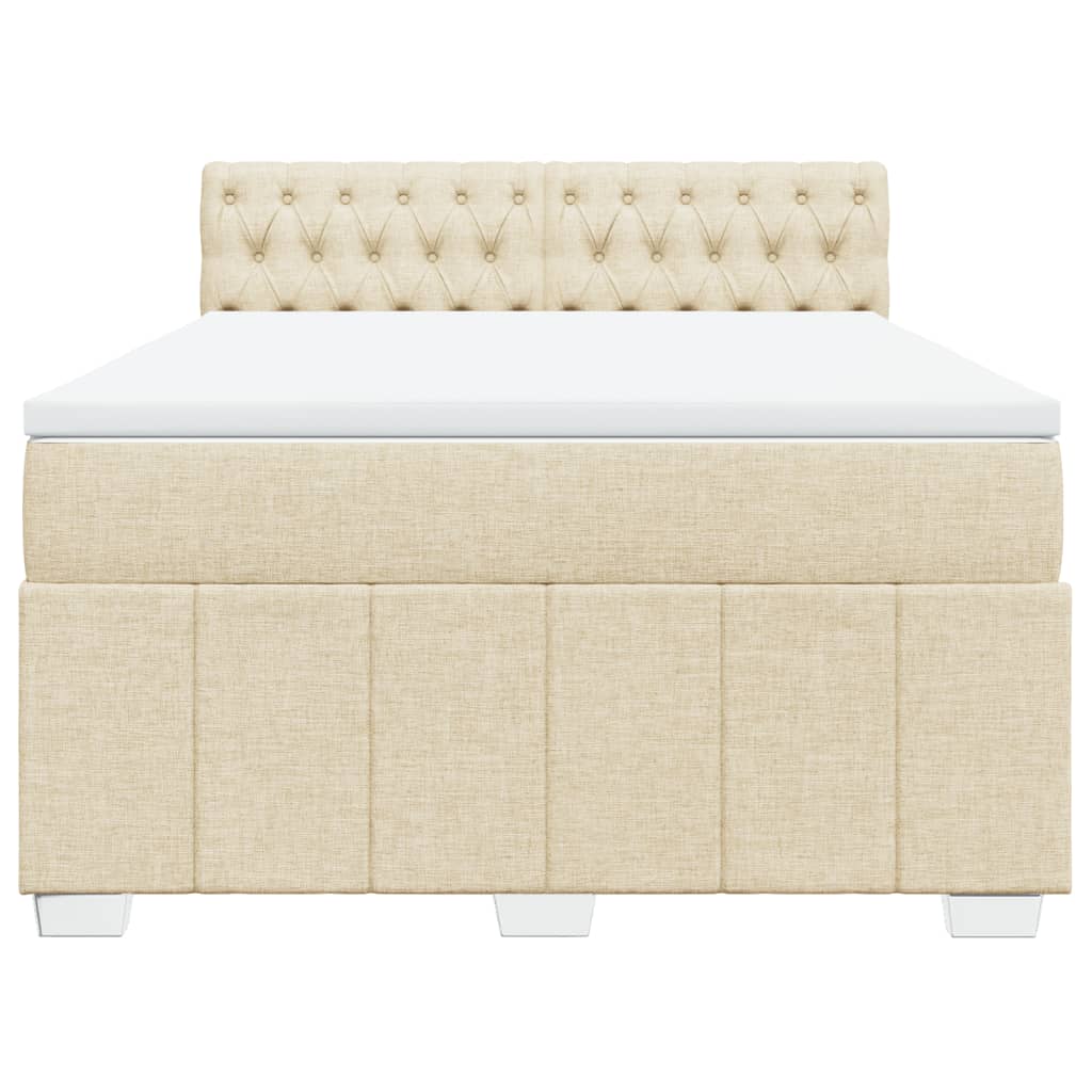 vidaXL Boxspring met matras stof crèmekleurig 140x200 cm, foto 4