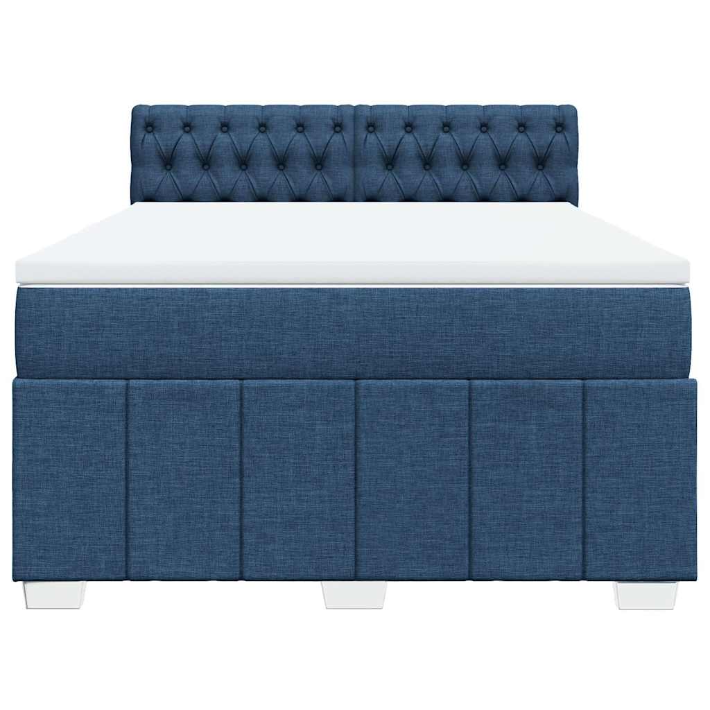 vidaXL Boxspring met matras stof blauw 140x200 cm, foto 4