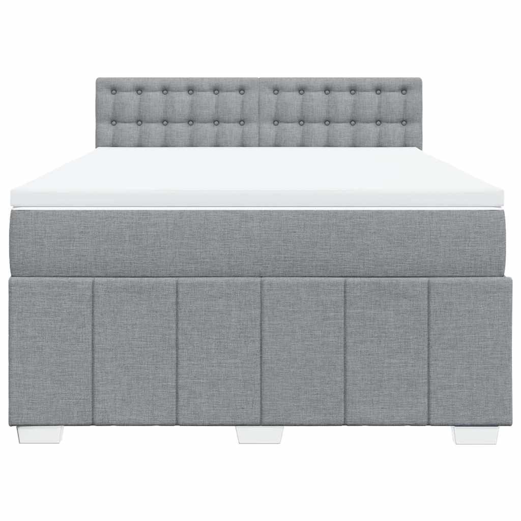 vidaXL Boxspring met matras stof lichtgrijs 140x200 cm grijs, foto 4