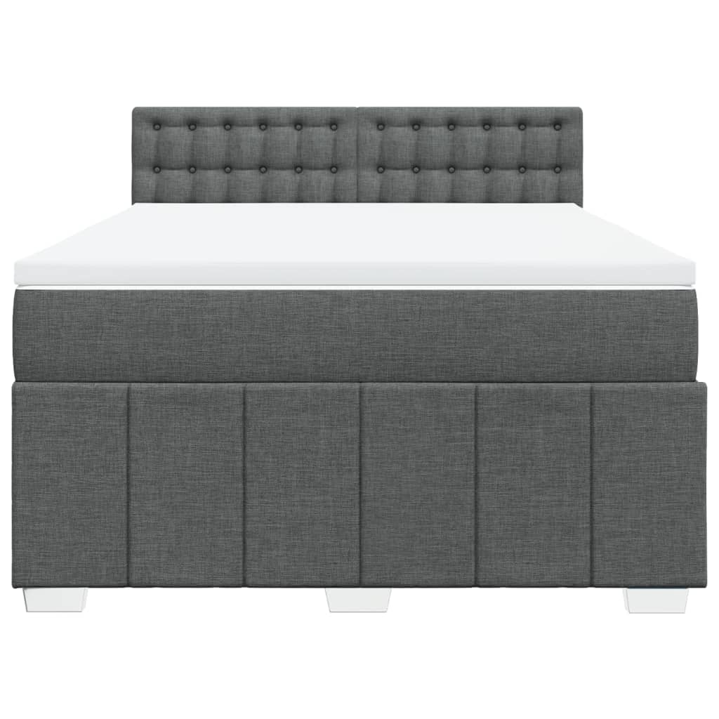 vidaXL Boxspring met matras stof donkergrijs 140x200 cm grijs, foto 4