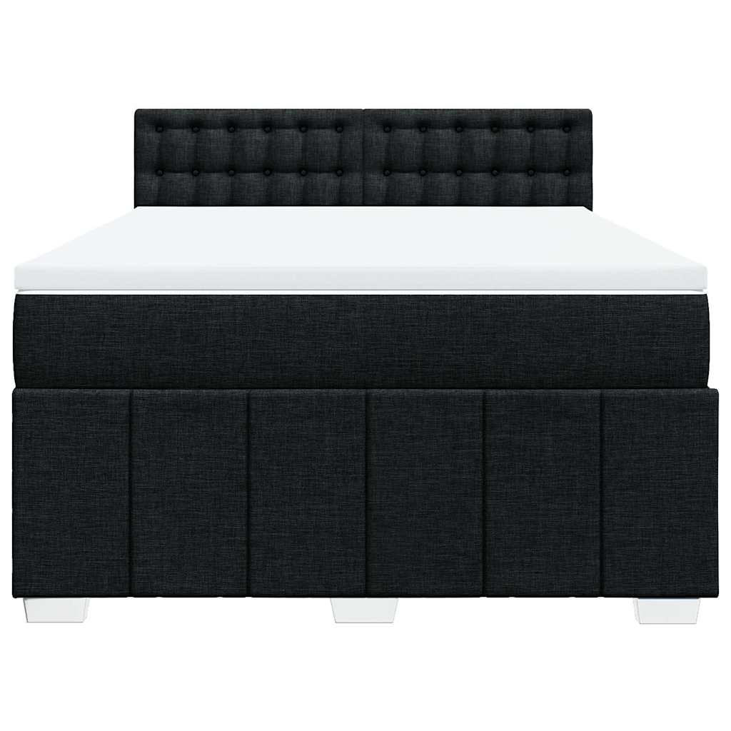 vidaXL Boxspring met matras stof zwart 140x200 cm, foto 4