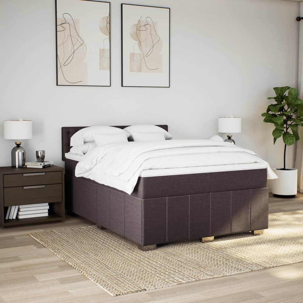 vidaXL Boxspring met matras stof donkerbruin 140x200 cm bruin, foto 2