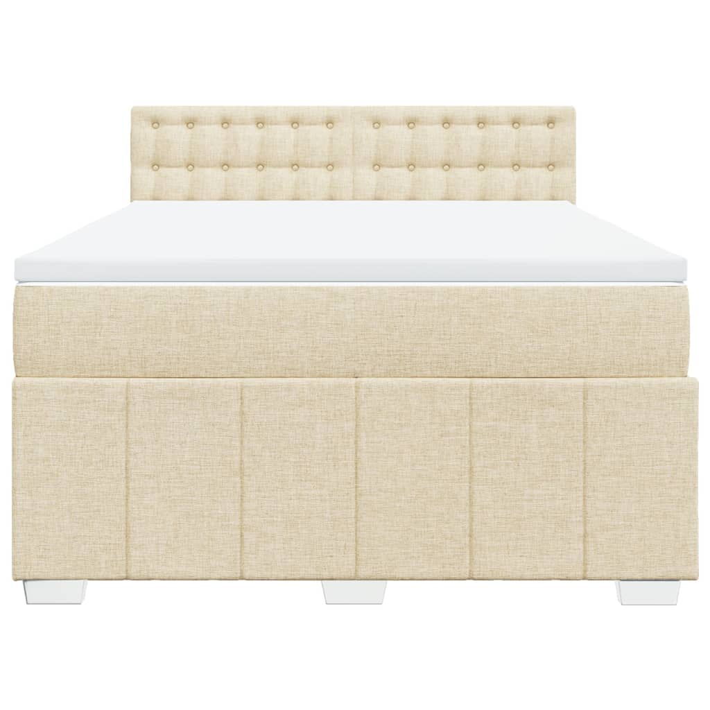 vidaXL Boxspring met matras stof crèmekleurig 140x200 cm, foto 4