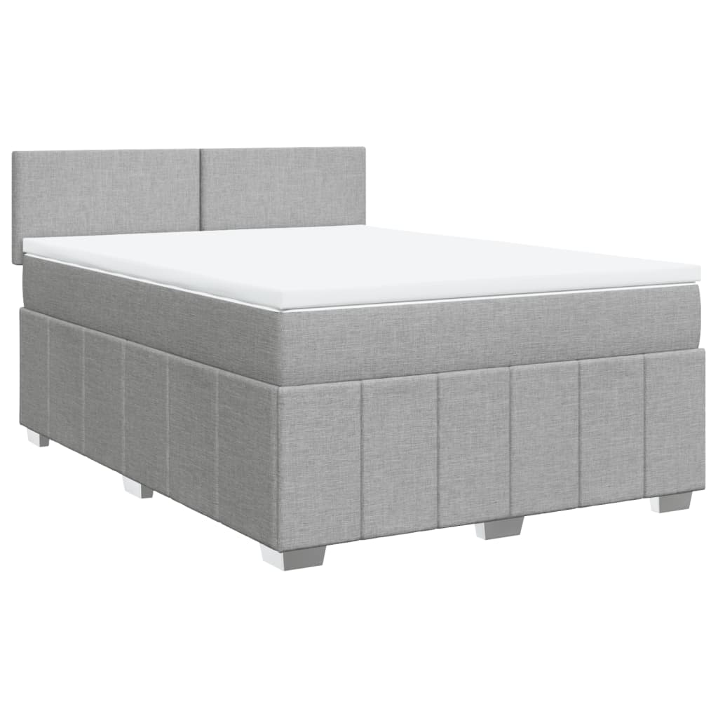 vidaXL Boxspring met matras stof lichtgrijs 160x200 cm grijs, foto 3