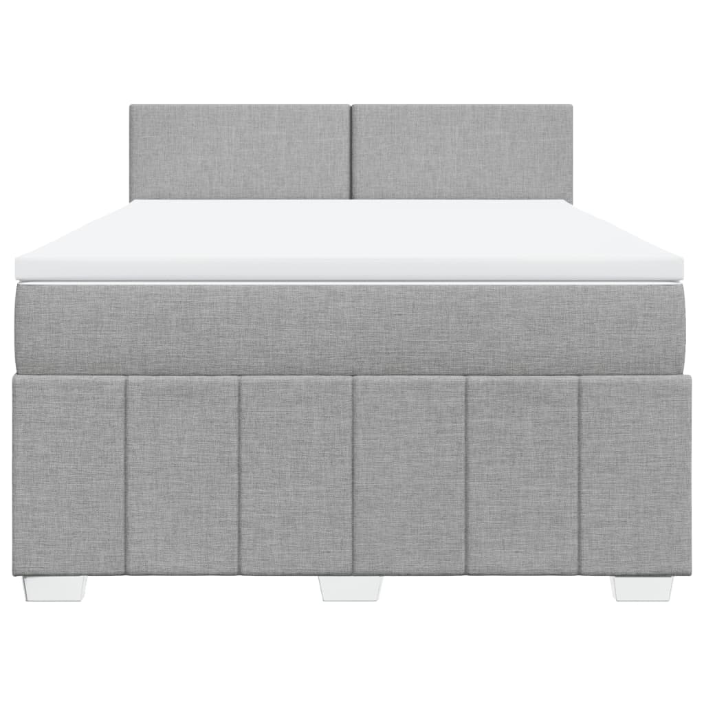 vidaXL Boxspring met matras stof lichtgrijs 160x200 cm grijs, foto 4