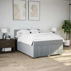 Box spring postel s matrací světle šedá 160 x 200 cm textil - obrázek 3
