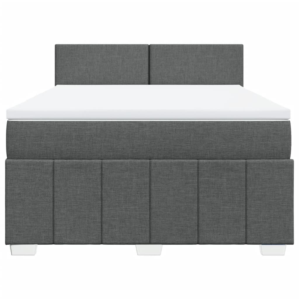 vidaXL Boxspring met matras stof donkergrijs 160x200 cm grijs, foto 4