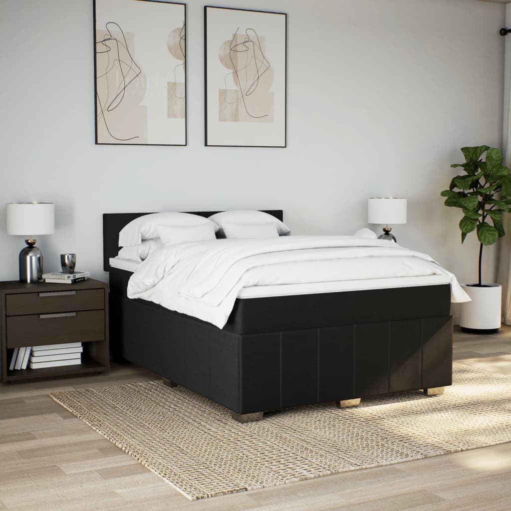 vidaXL Boxspring met matras stof zwart 160x200 cm, foto 2