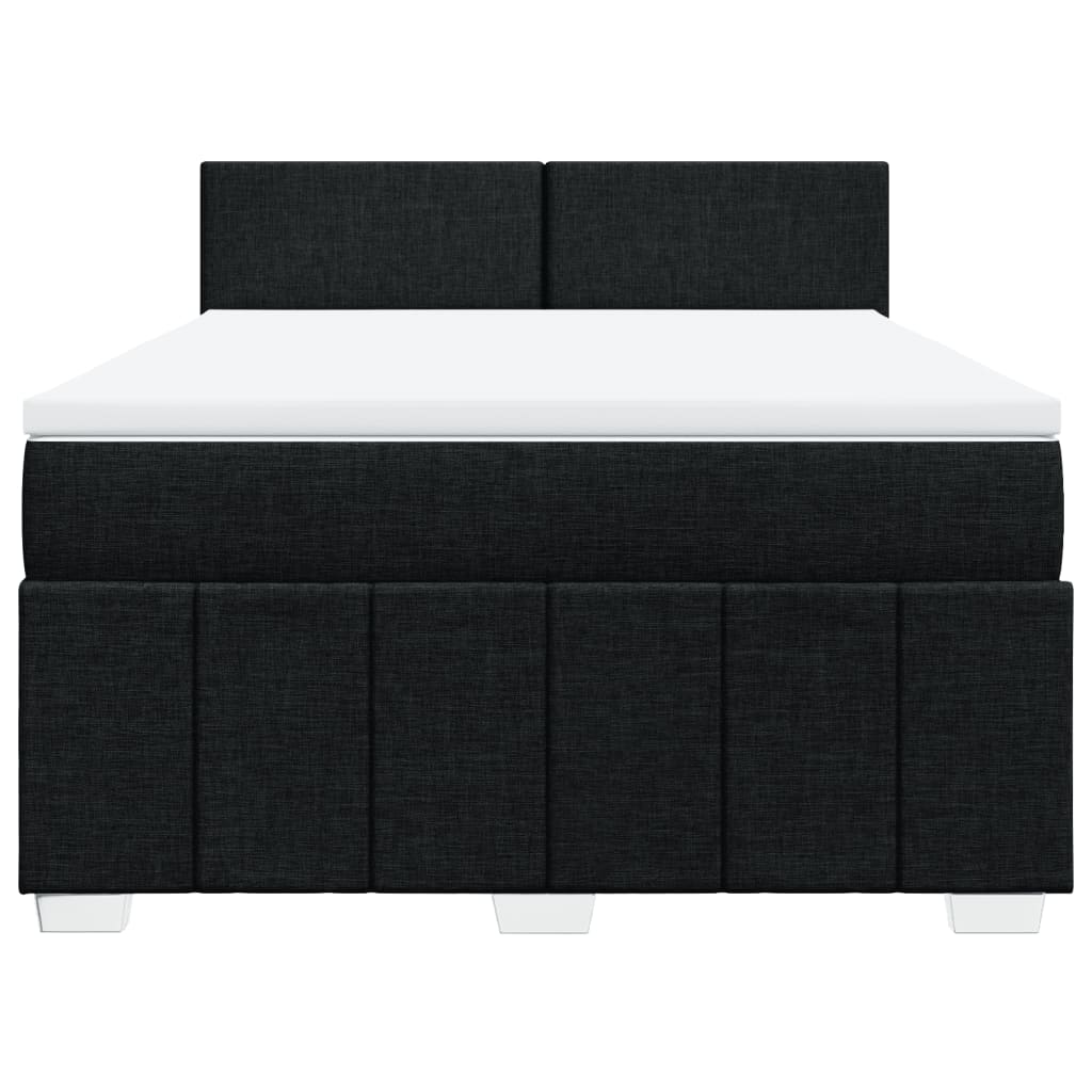 vidaXL Boxspring met matras stof zwart 160x200 cm, foto 4