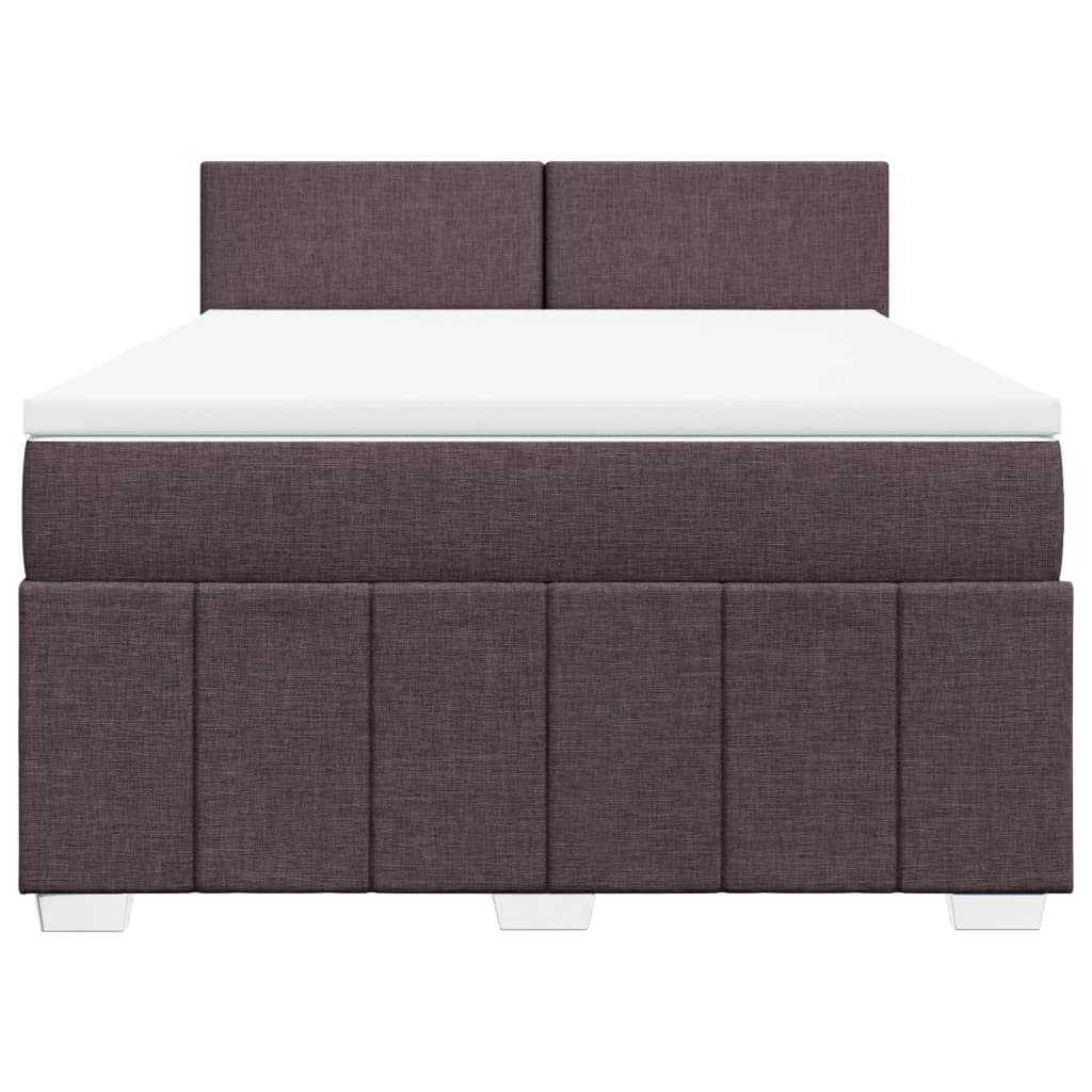 vidaXL Boxspring met matras stof donkerbruin 160x200 cm bruin, foto 4