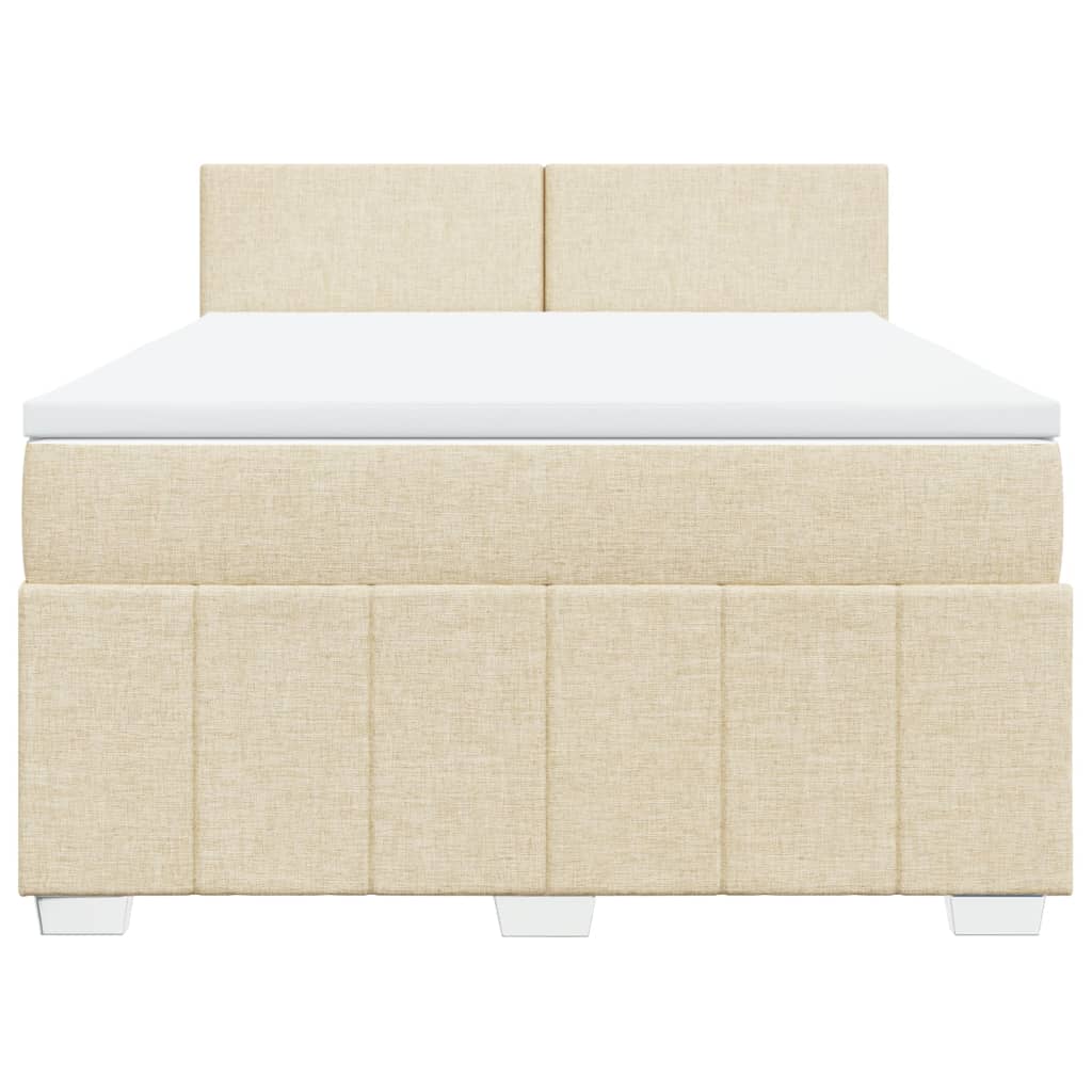 vidaXL Boxspring met matras stof crèmekleurig 160x200 cm, foto 4