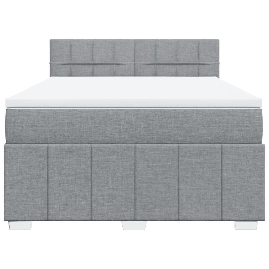 vidaXL Boxspring met matras stof lichtgrijs 160x200 cm grijs, foto 4