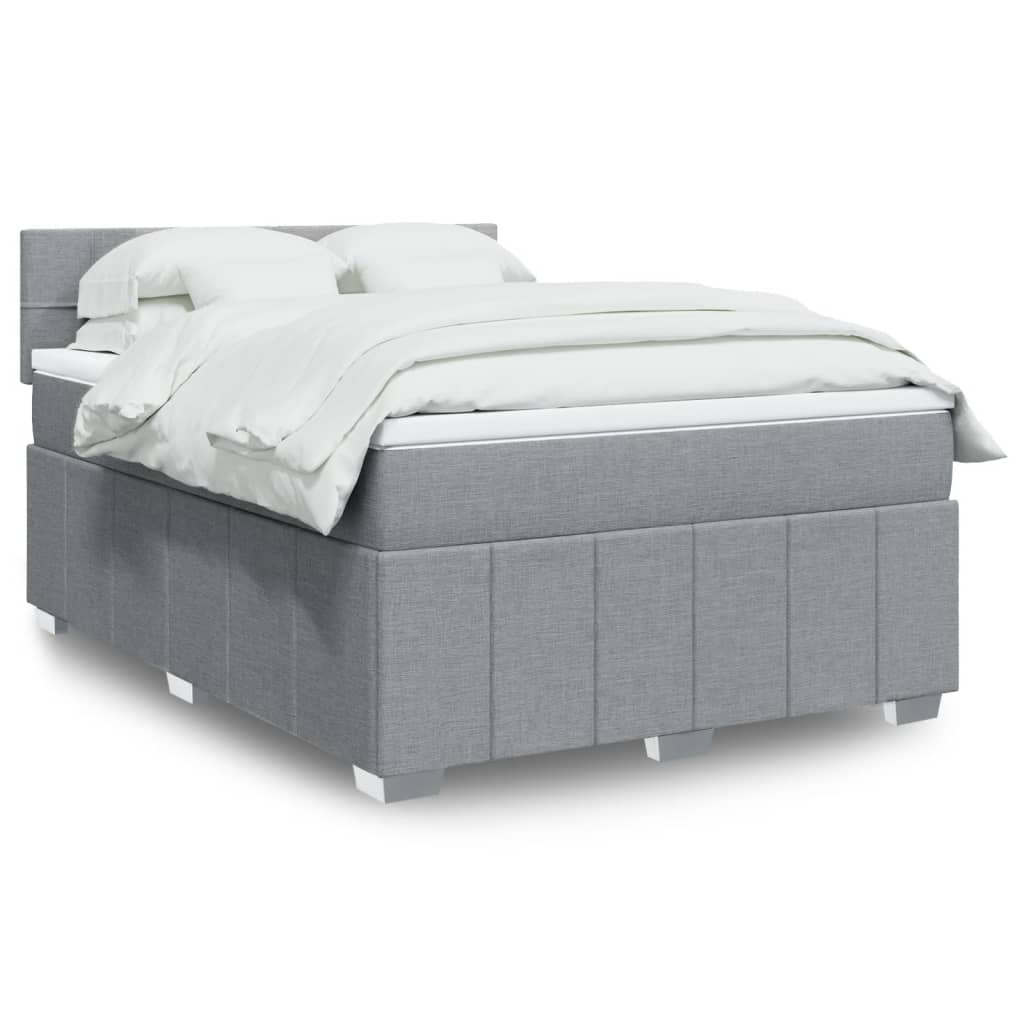 Boxspringbett mit Matratze Hellgrau 160×200 cm Stoff