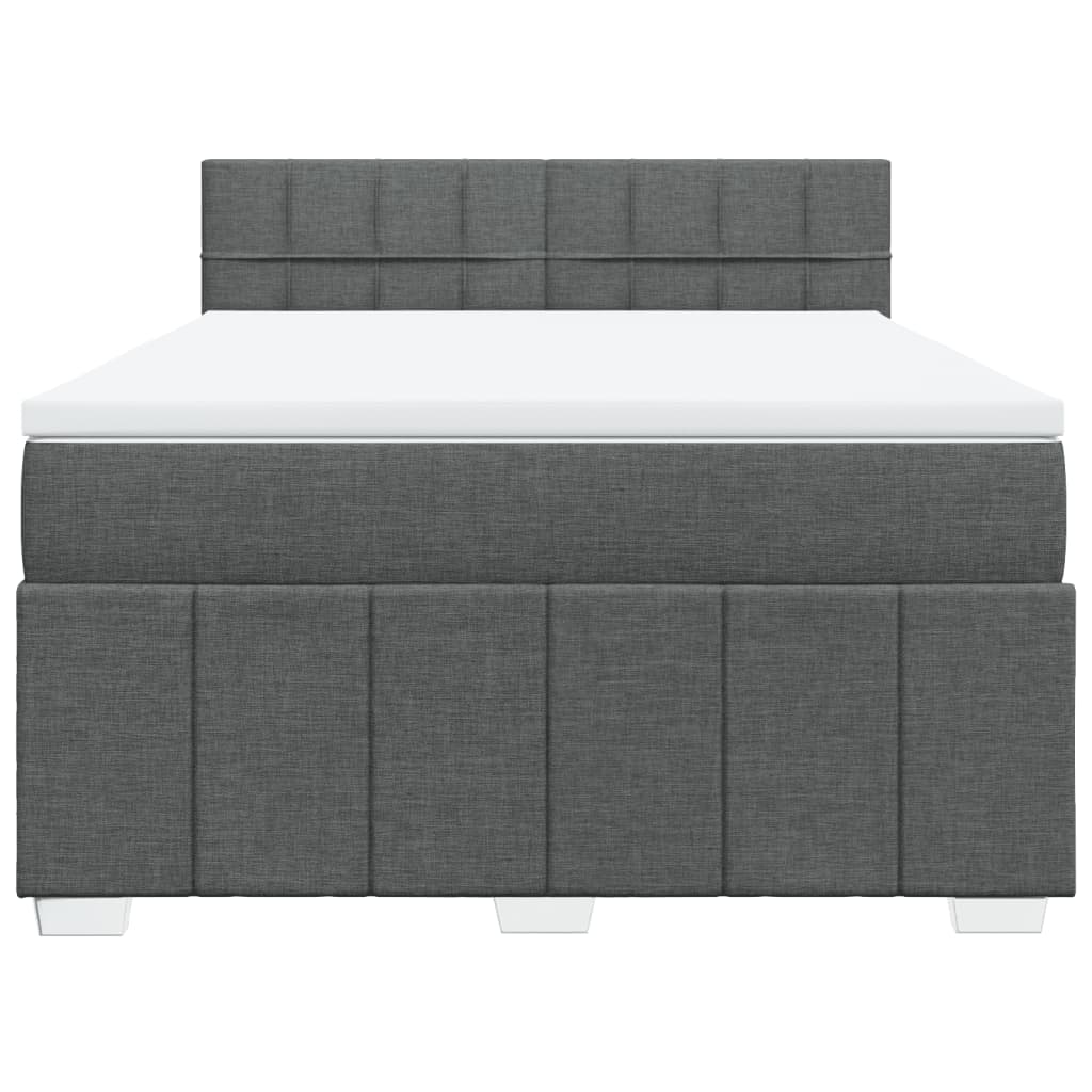 vidaXL Boxspring met matras stof donkergrijs 160x200 cm grijs, foto 4