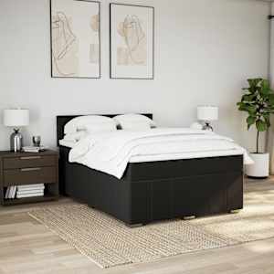 Box spring postel s matrací černá 160x200 cm textil - obrázek 3
