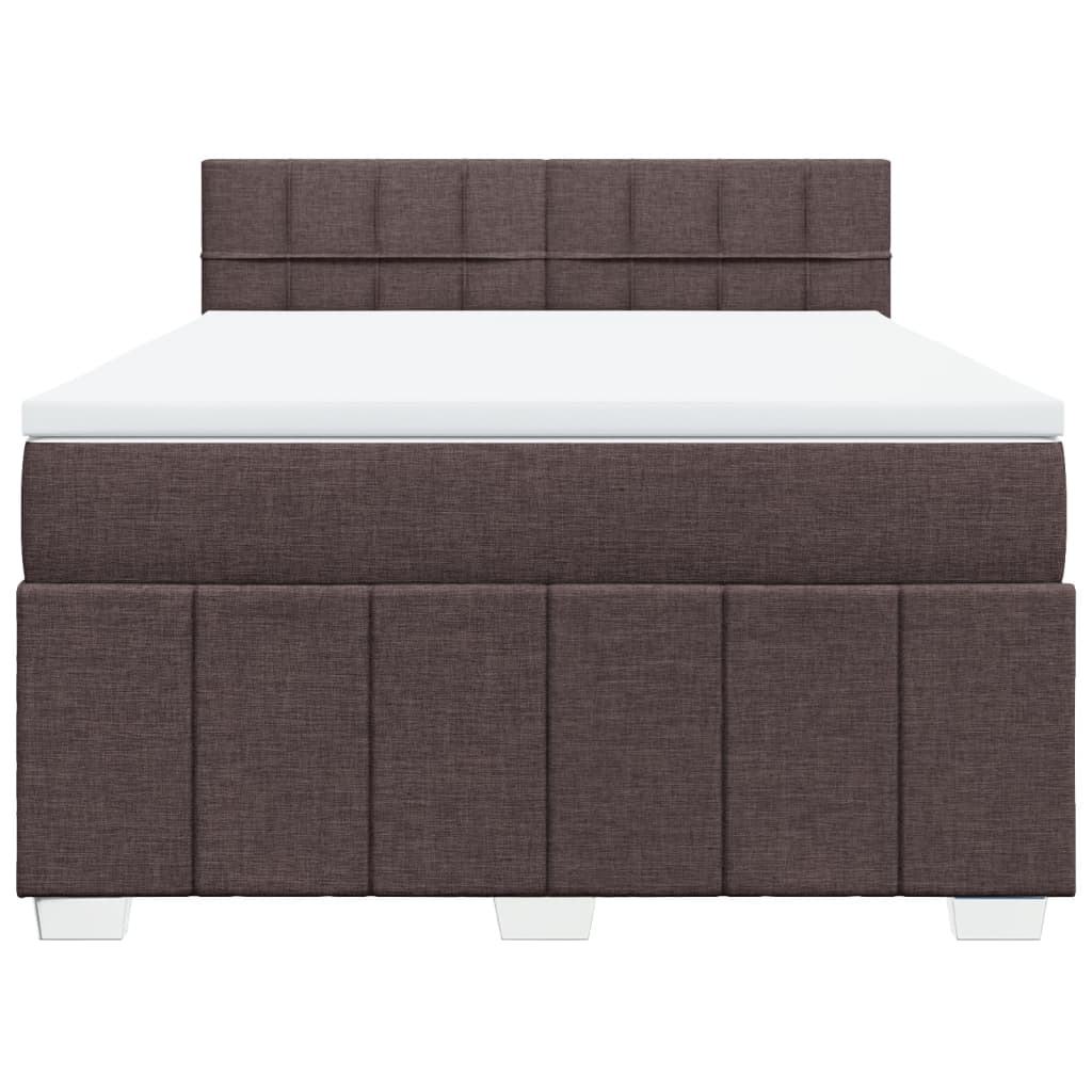 vidaXL Boxspring met matras stof donkerbruin 160x200 cm bruin, foto 4