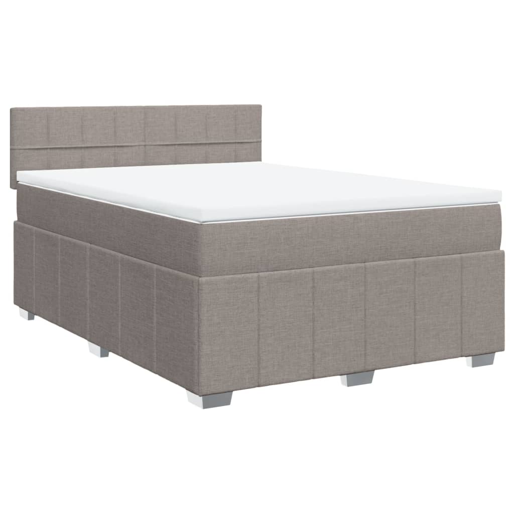 vidaXL Boxspring met matras stof taupe 160x200 cm, foto 3
