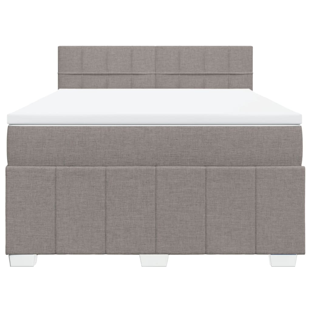 vidaXL Boxspring met matras stof taupe 160x200 cm, foto 4