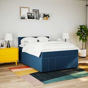 Box spring postel s matrací modrá 160x200 cm textil - obrázek 3