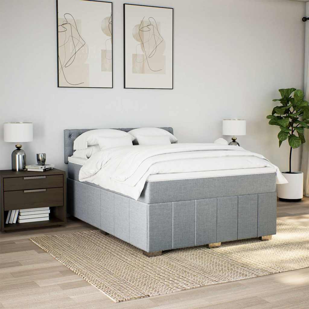 vidaXL Boxspring met matras stof lichtgrijs 160x200 cm afbeelding