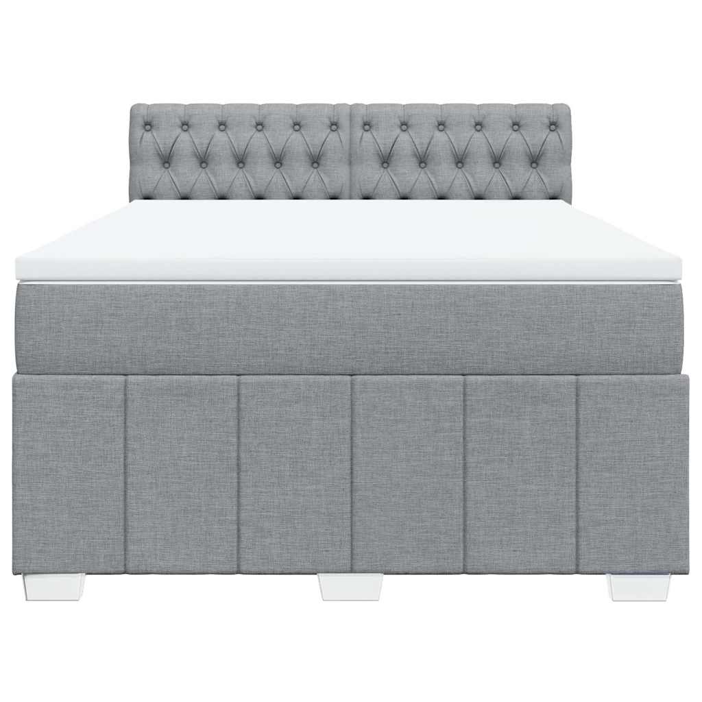 vidaXL Boxspring met matras stof lichtgrijs 160x200 cm grijs, foto 4