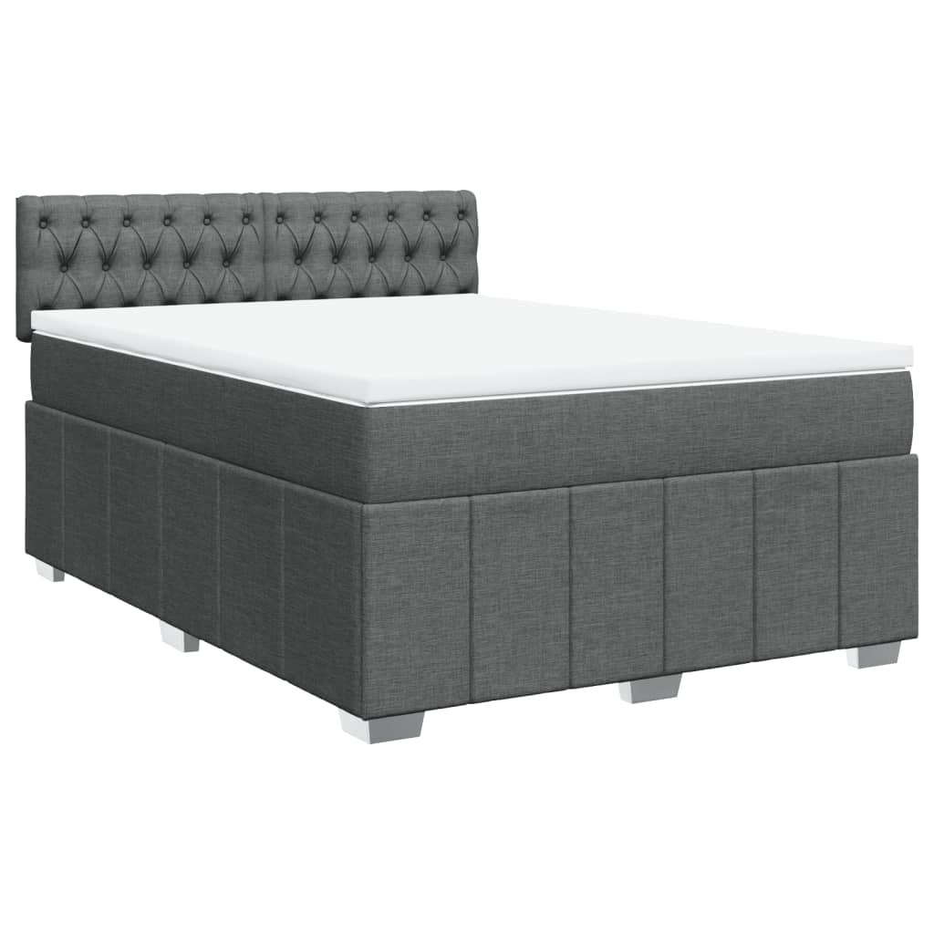 vidaXL Boxspring met matras stof donkergrijs 160x200 cm grijs, foto 3
