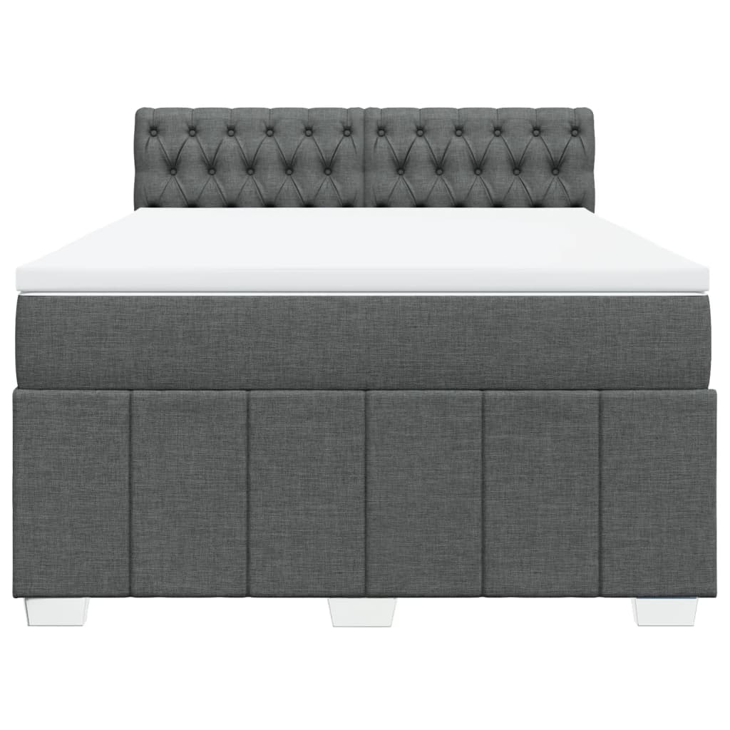 vidaXL Boxspring met matras stof donkergrijs 160x200 cm grijs, foto 4
