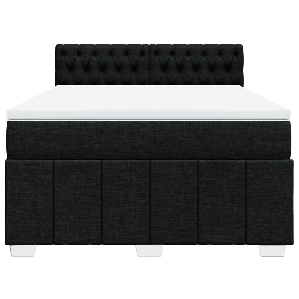 vidaXL Boxspring met matras stof zwart 160x200 cm, foto 4