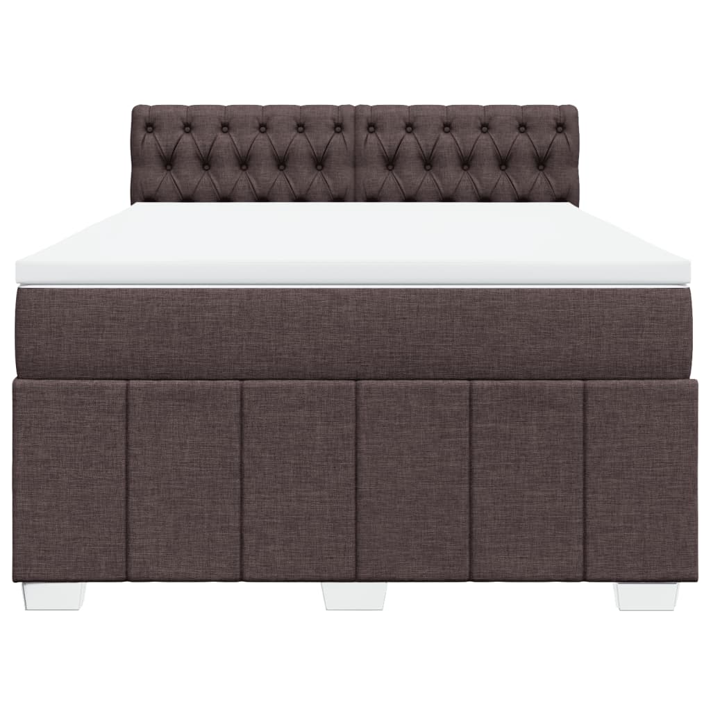 vidaXL Boxspring met matras stof donkerbruin 160x200 cm bruin, foto 4