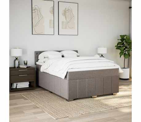 vidaXL Boxspringbett mit Matratze Taupe 160x200 cm Stoff