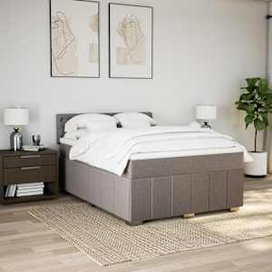 vidaXL Boxspringbett mit Matratze Taupe 160x200 cm Stoff